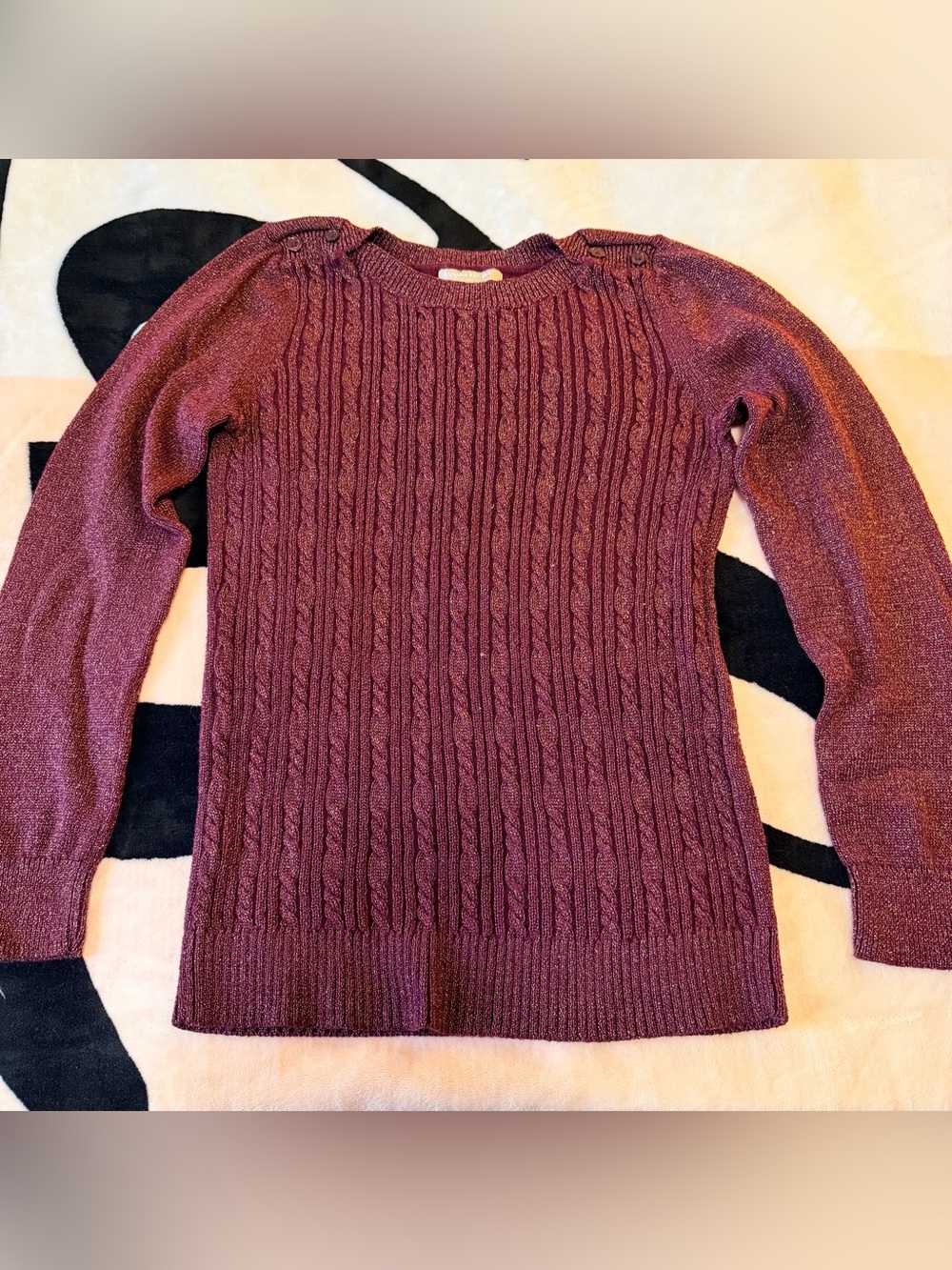 Banana Republic Cable-Knit Crewneck Sweater in Wine Plum